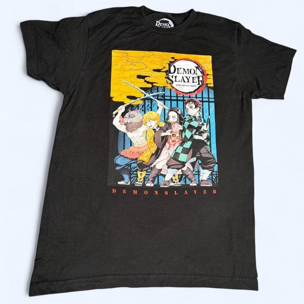 Demon Slayer Kimetsu no Yaiba Graphic T-Shirt Mens Medium Black Anime Print